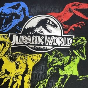 Jurassic‎ World tshirt black Trex with Velociraptors Medium